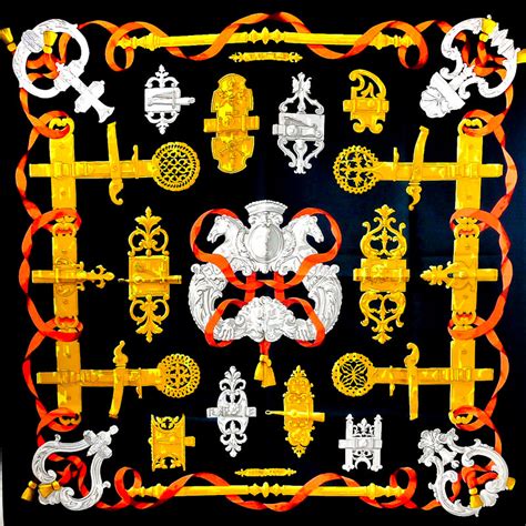 Hermes Silk Scarf Ferronnerie Black Colorway 